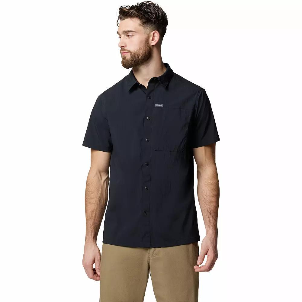 Men's Columbia Sage Peak Woven Short Sleeve Shirt, Size: Medium, Black Product Image