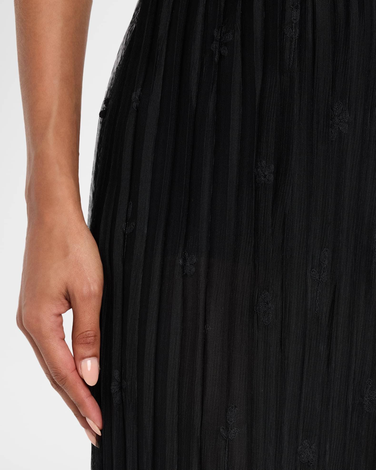 Floral Pleated Tulle Midi Skirt Product Image