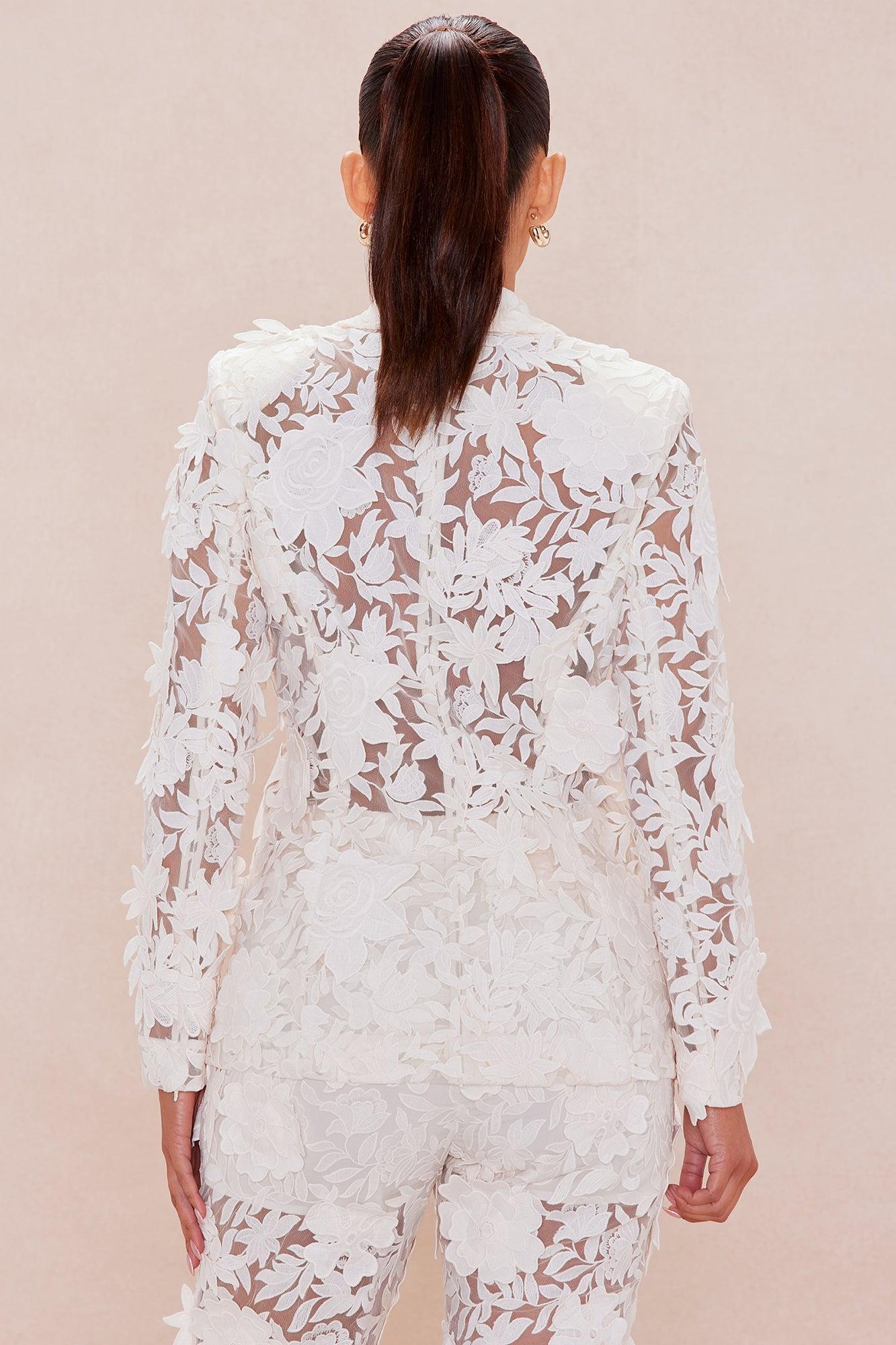 Catalina Embroiderd Blazer - Cream Product Image