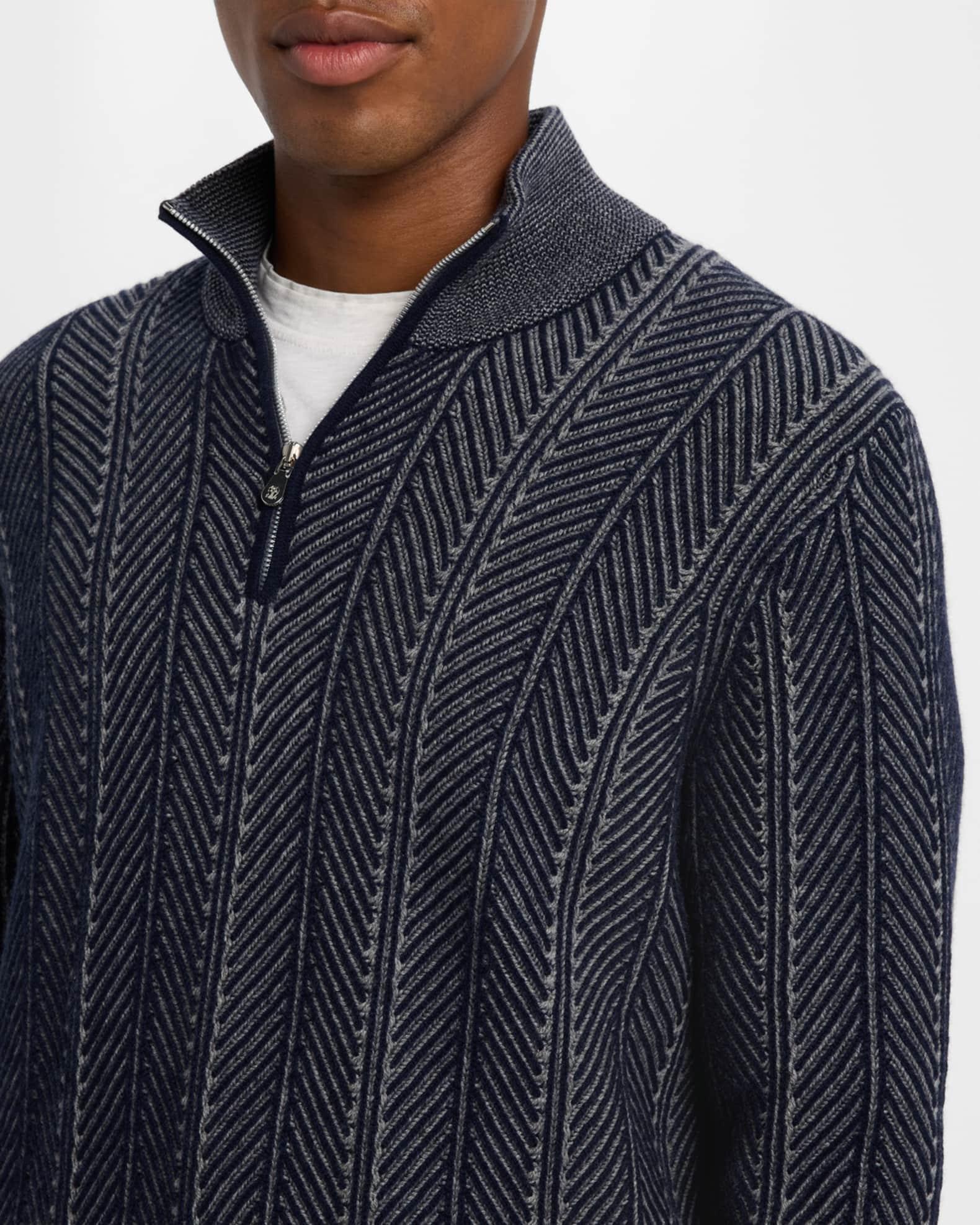 Men's Cashmere Chevron Vanise Quarter-Zip Sweater Product Image