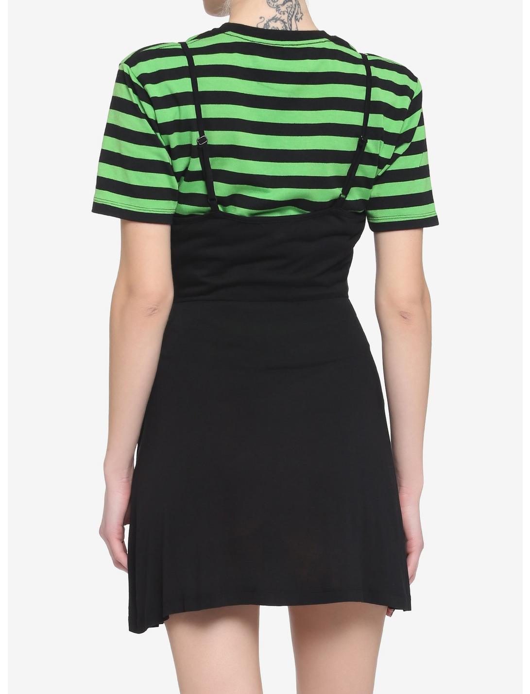 Black & Green Stripe Twofer Skater Dress Product Image