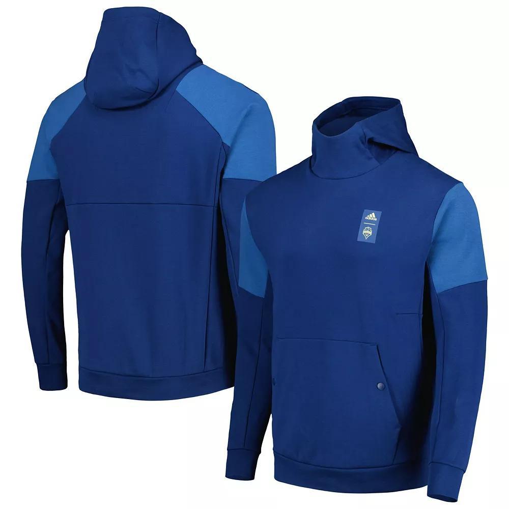 Men's adidas Blue Seattle Sounders FC 2023 Player Travel Pullover Hoodie, Size: Medium Product Image