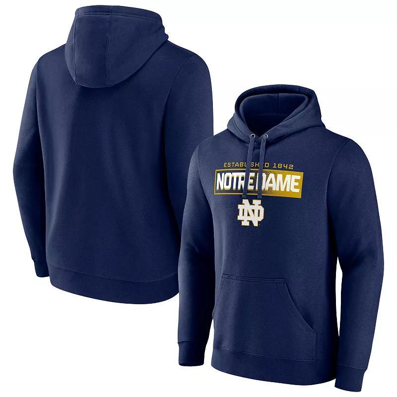 Men's Fanatics  Navy Notre Dame Fighting Irish Iconic Fleece Down The Field Pullover Hoodie, Size: Large, Blue Product Image