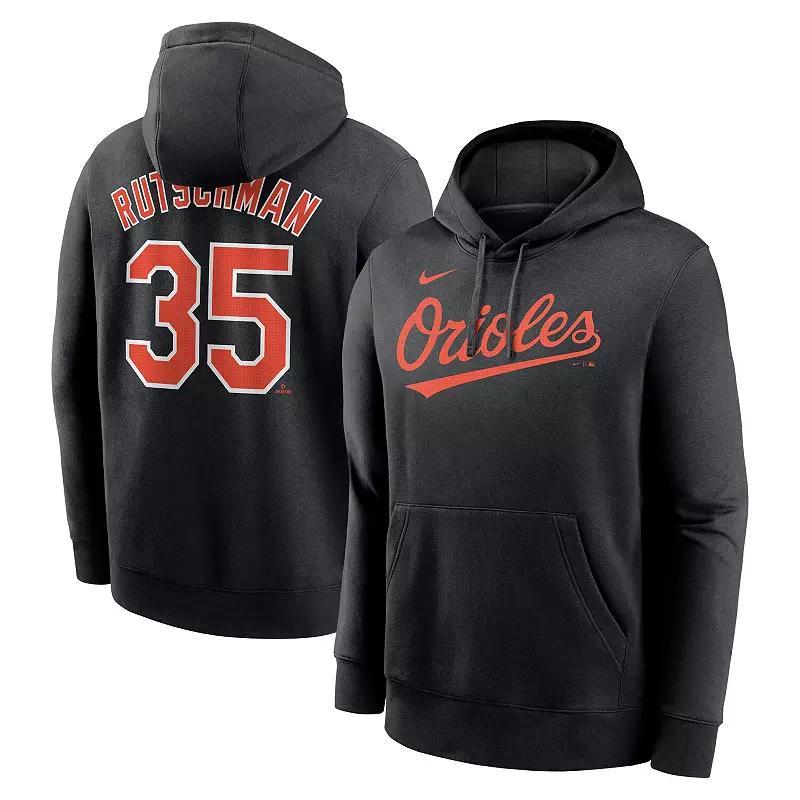 Men's Nike Adley Rutschman Black Baltimore Orioles Player Name & Number Club Pullover Hoodie, Size: Small Product Image