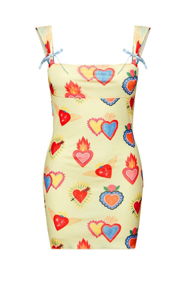 Romeo Yellow Print Mini Dress Product Image
