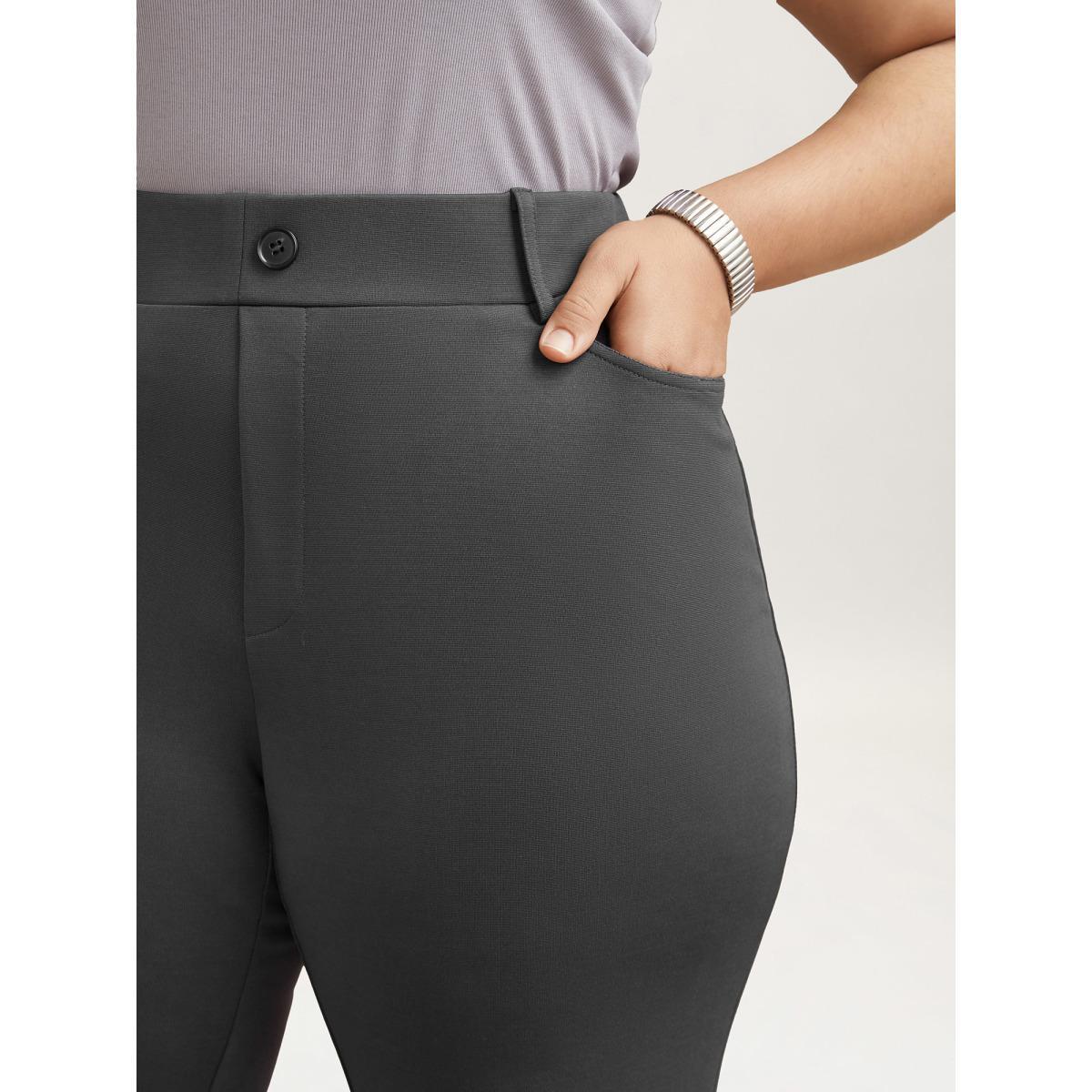 Plus Size No-Waist Gap High Rise Flared Pants Women DimGray At the Office Bootcut Mid Rise Work Pants BloomChic 22-24/3X Product Image