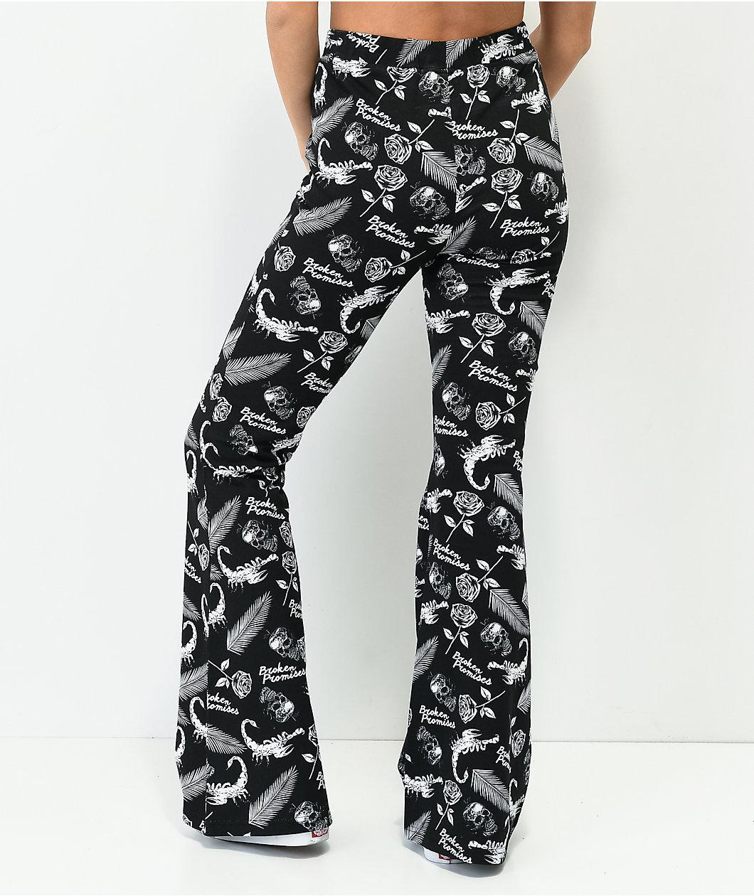 Broken Promises Tropic Disaster Black Flare Pants Product Image