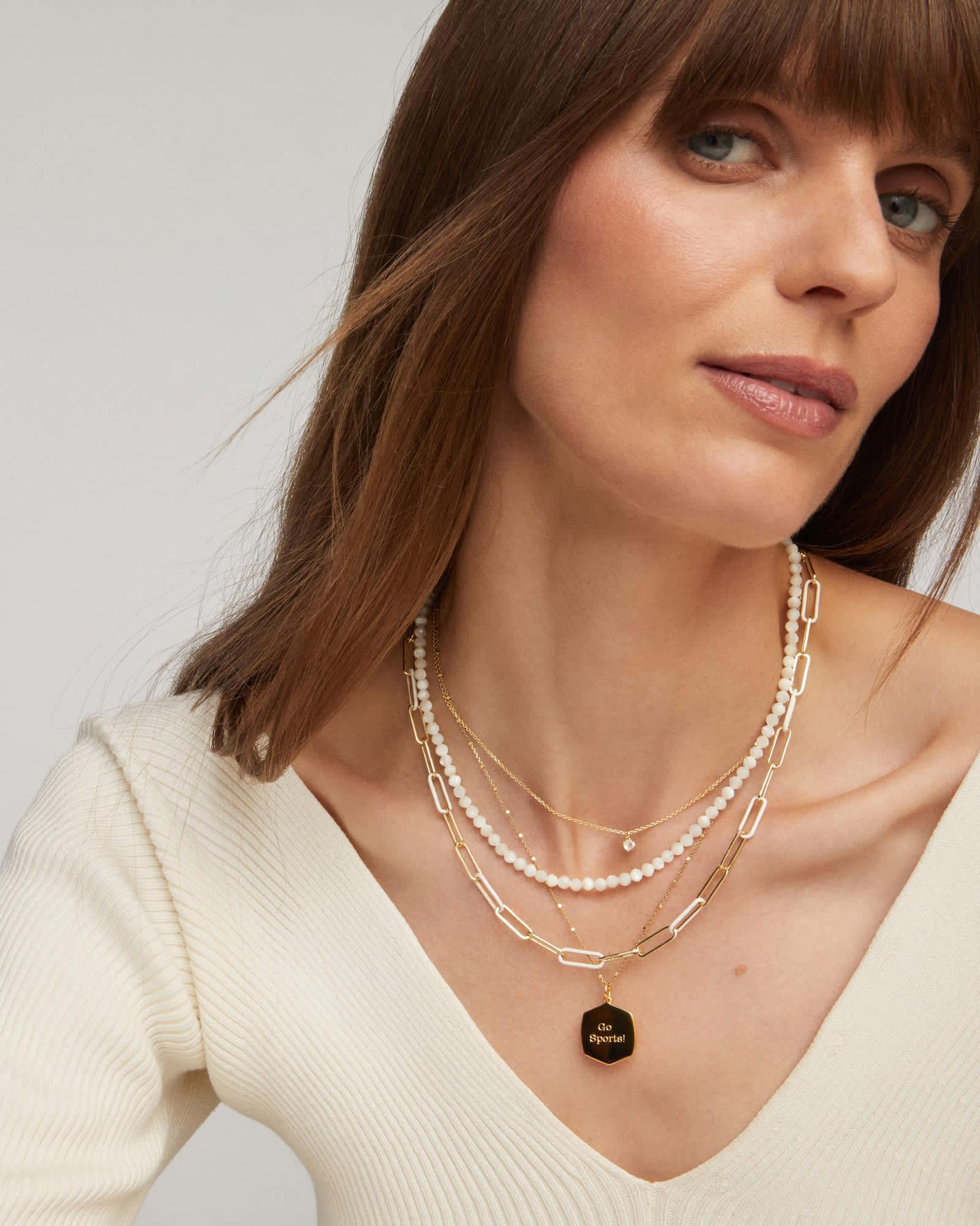 Emery Gold Beaded Strand Necklace Product Image