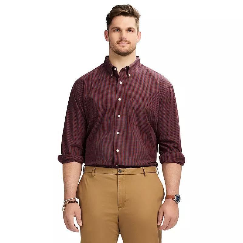 Big & Tall IZOD Performance Long Sleeve Plaid Button Down Shirt, Mens Purple Perfect Product Image