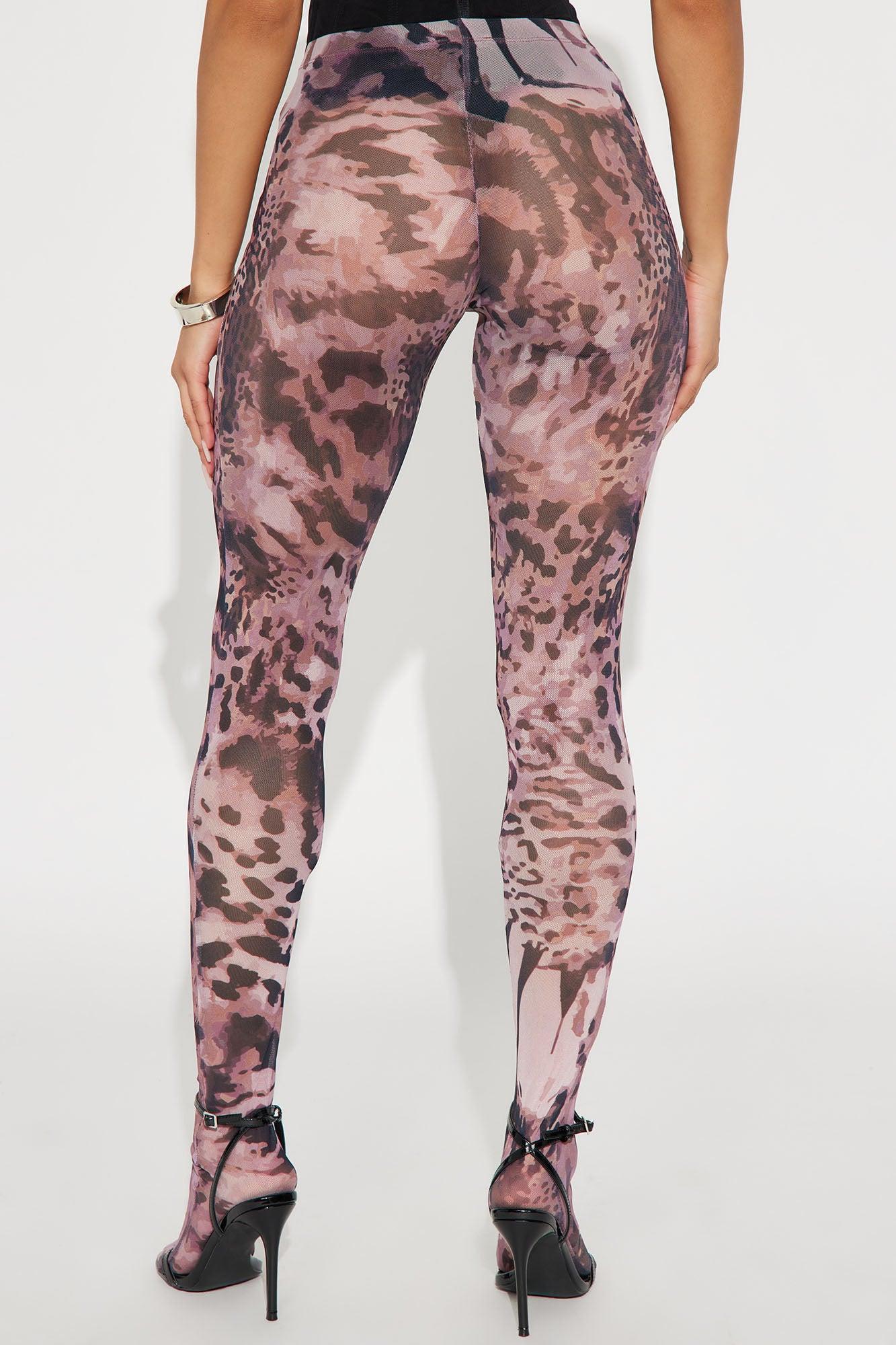 Untamed Leopard Mesh Footed Legging - Brown/combo Product Image