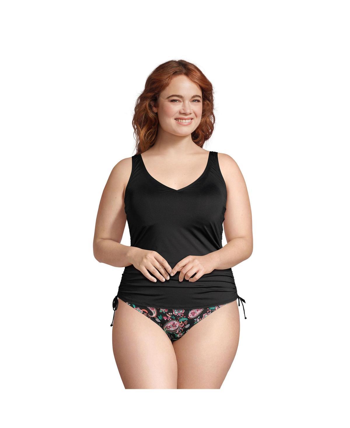 Womens Lands End Ruched UPF 50 Underwire DD-Cup Tankini Swim Top Deep Blue Product Image