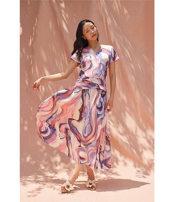 MISOOK Crepe De Chine Water Color Print A-Line Skirt Product Image