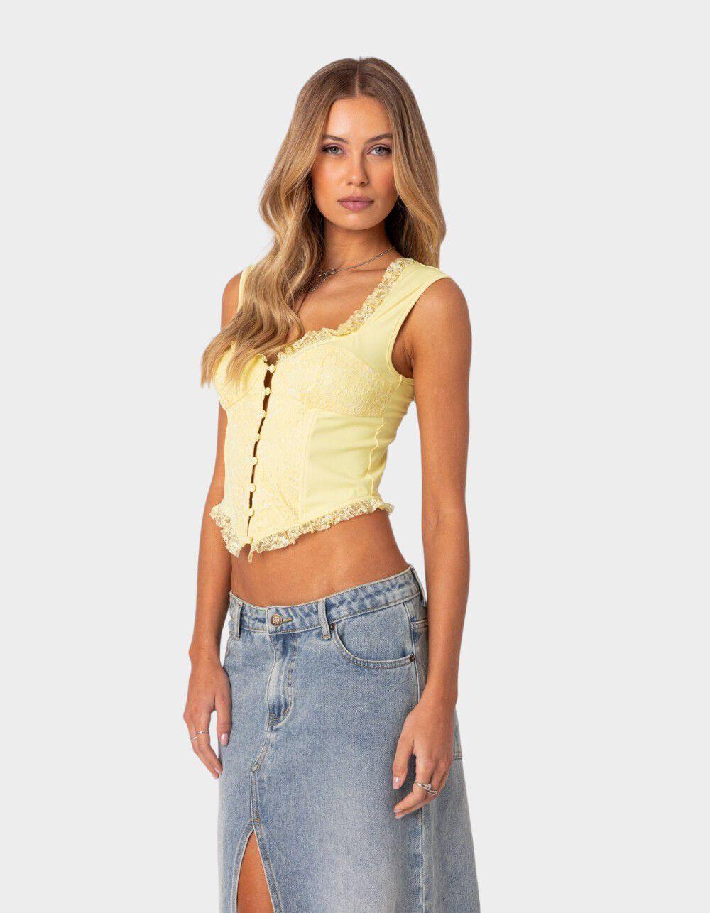 EDIKTED Button Front Lacey Corset Product Image