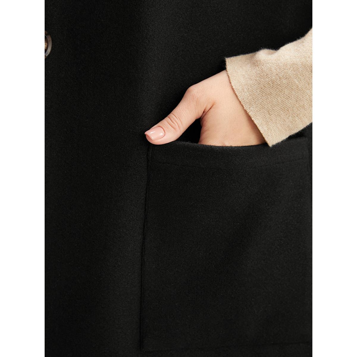 Plus Size Solid Suit Collar Pocket Belted Sleeveless Coat Women Black Office Cross straps Ladies Work Winter Coats BloomChic 12/L Product Image