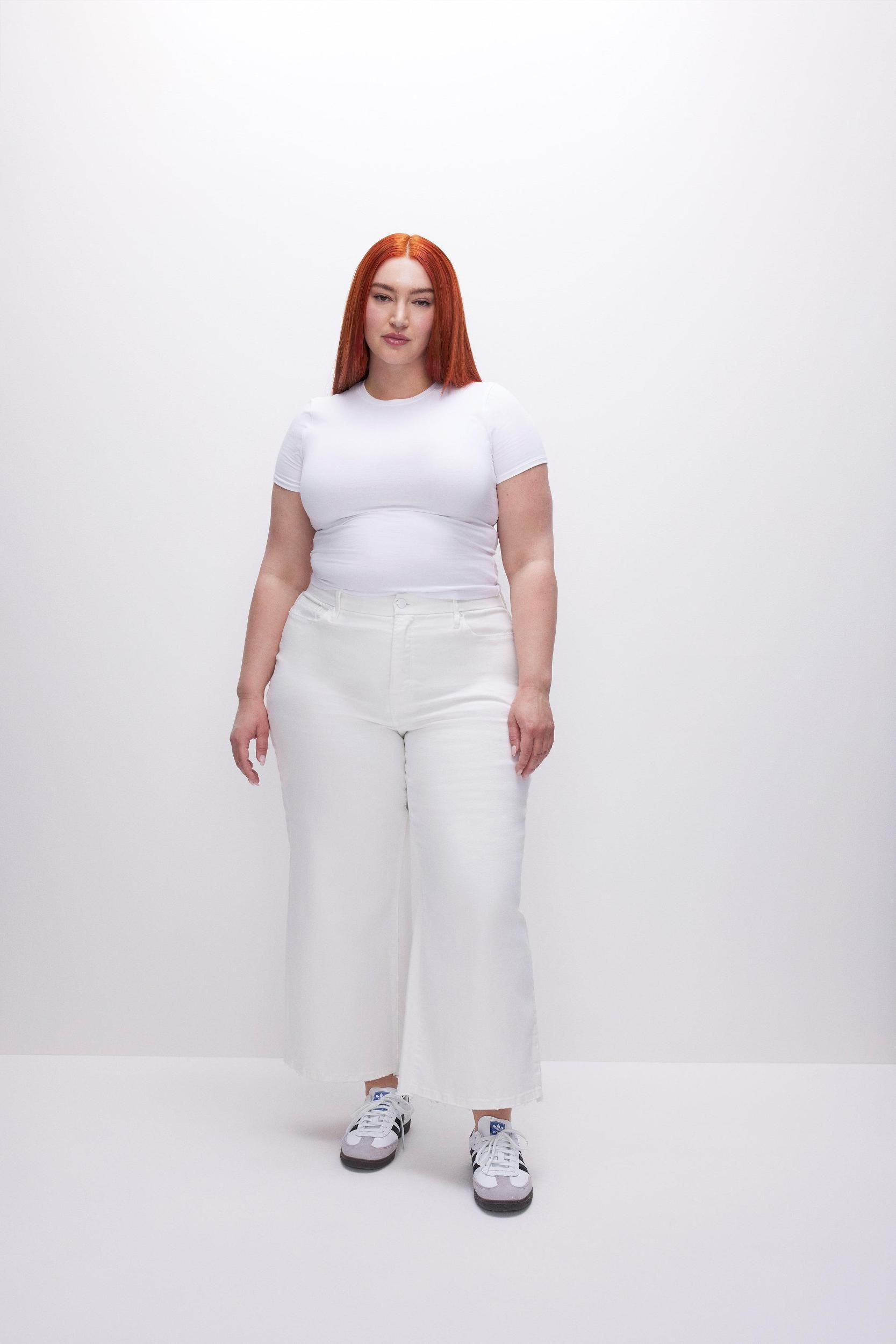 GOOD WAIST CROPPED PALAZZO JEANS | WHITE001 Product Image