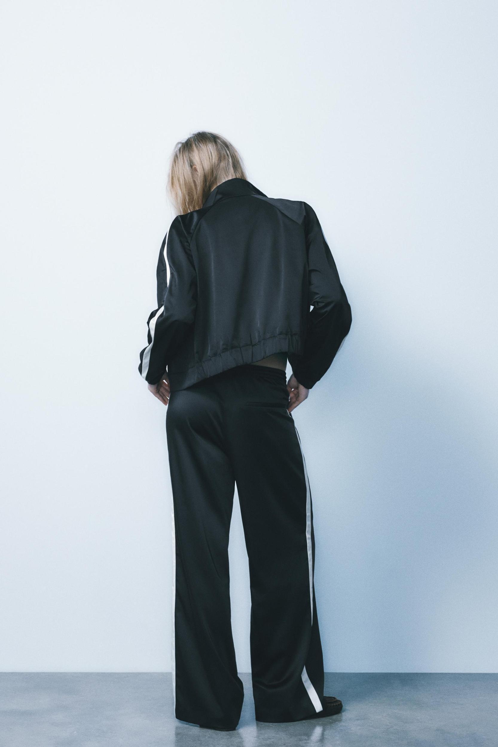 SIDE STRIPE SATIN EFFECT JACKET Product Image