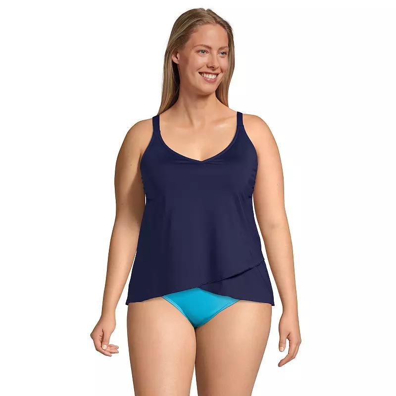 Plus Size Lands' End DDD-Cup Tulip Hem Tankini Swim Top, Women's, Size: 1XL, Rich Olive Green Product Image