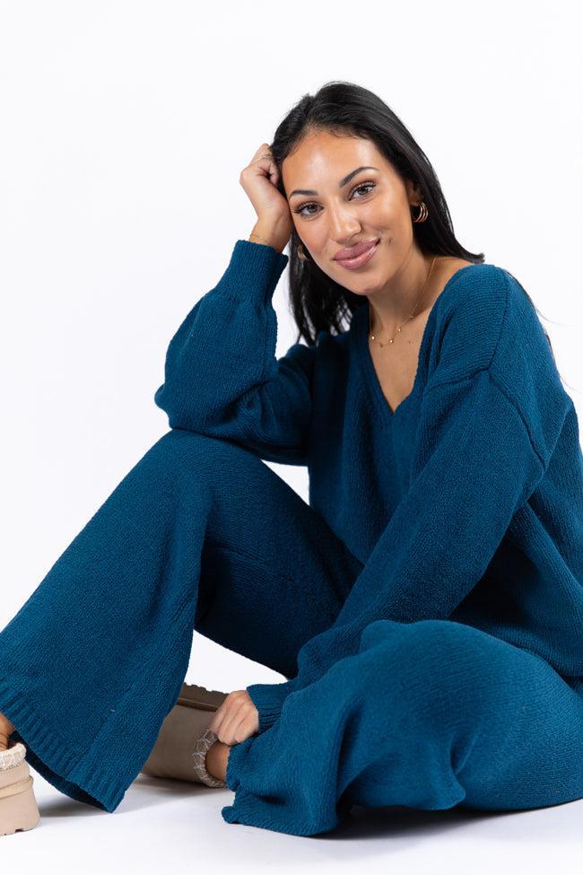Cozy For Keeps Navy V-Neck Sweater FINAL SALE Product Image