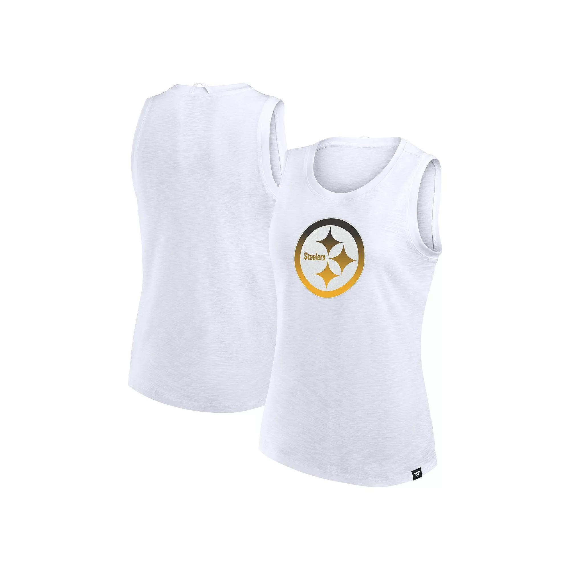 Women's Fanatics  White Pittsburgh Steelers Slub Tank Top, Size: Small Product Image