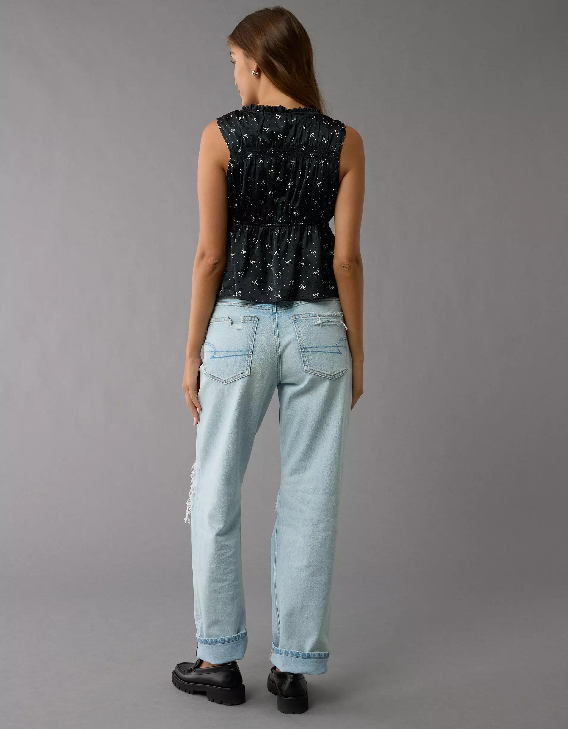 AE Tie Front Printed Top Product Image