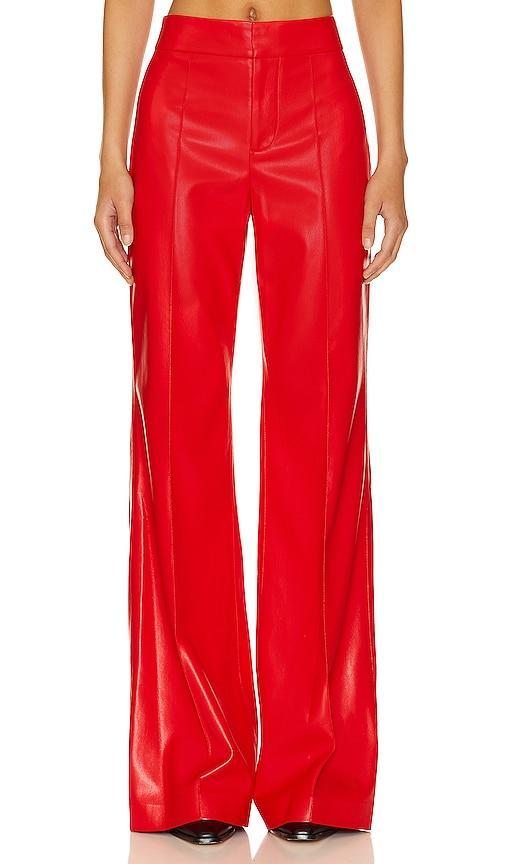 Alice and Olivia Dylan High Waist Wide Leg Pants in Bright Ruby Faux Leather Product Image