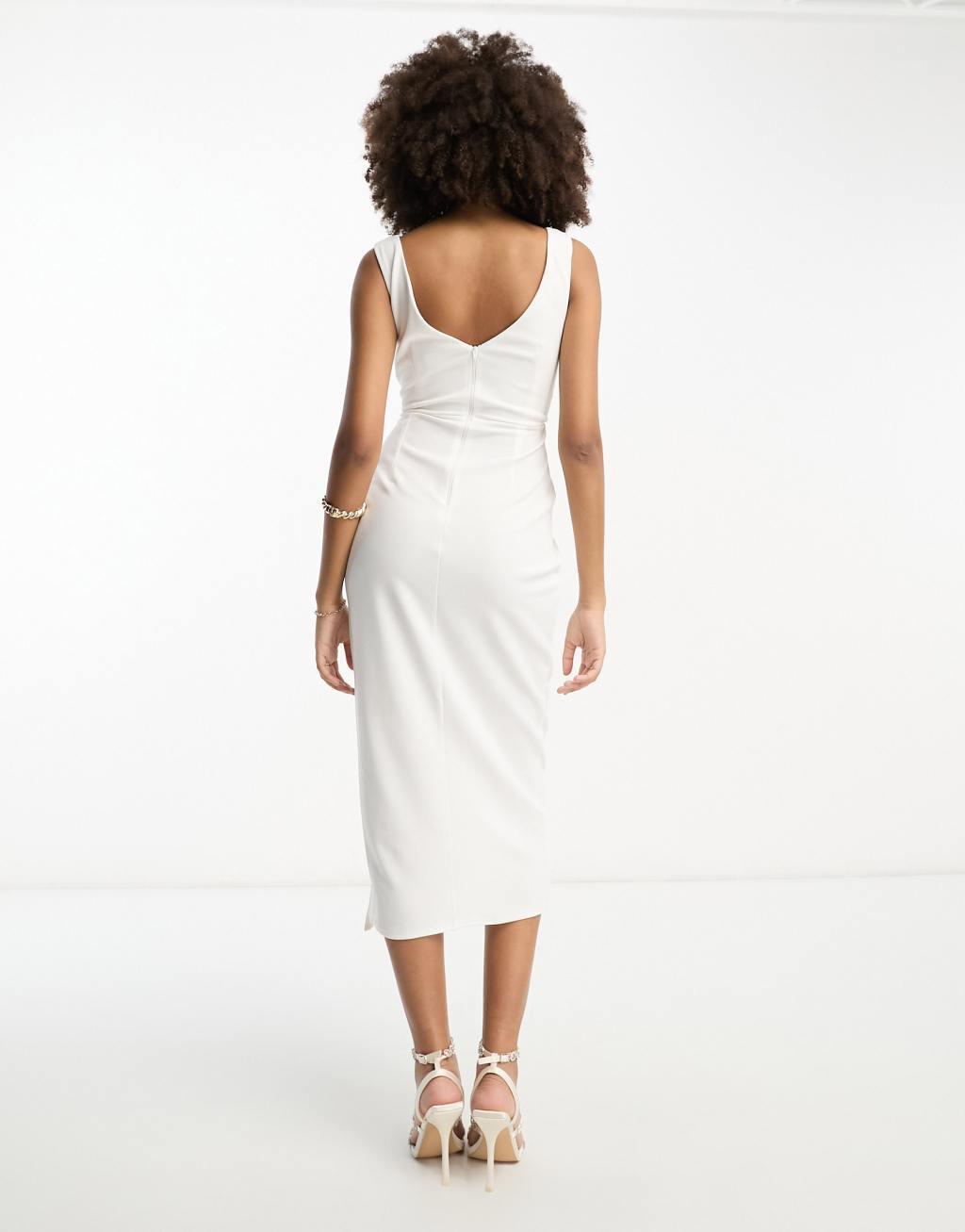 ASOS DESIGN plunge neck wrap midi dress Product Image