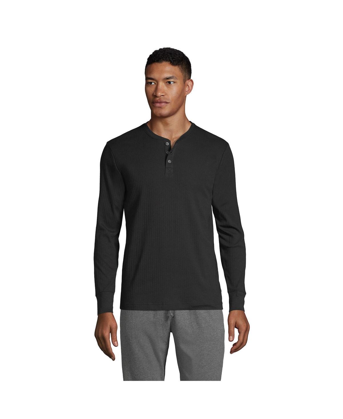 Men's Lands' End Ribbed Pajama Sleep Henley, Size: XXL, Grey Heather Product Image
