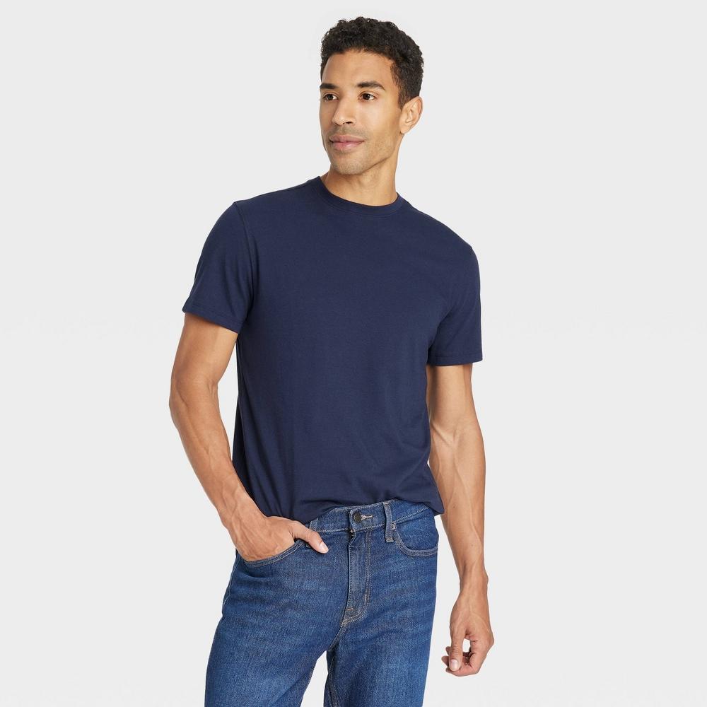 Men's Every Wear Short Sleeve T-Shirt - Goodfellow & Co™ Xavier Navy M: Cotton Blend, Midweight, Crew Neck, Machine Washable Product Image