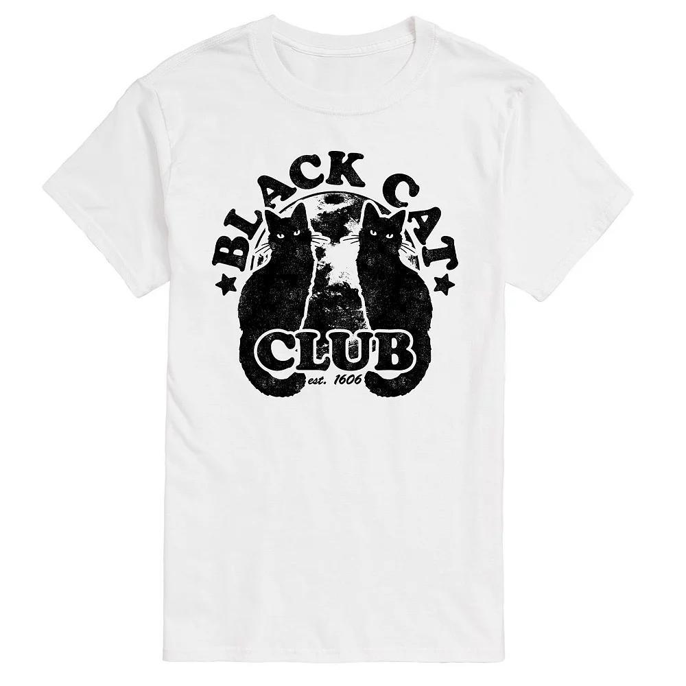 Men's Black Cat Club Tee, Size: XL, White Product Image