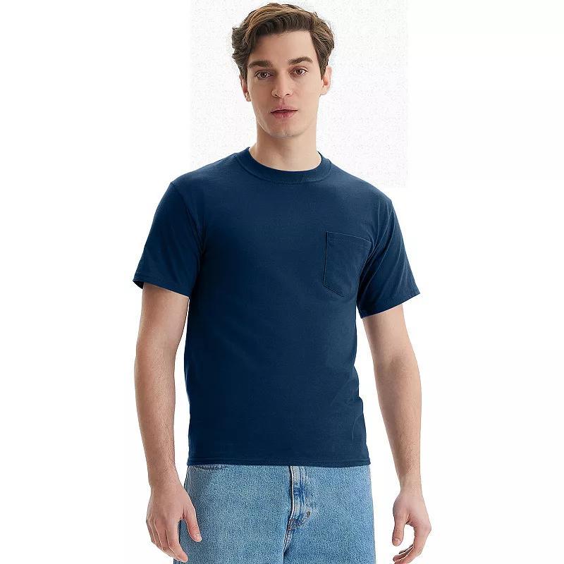 Men's Hanes® Beefy-T 2-Pack Pocket T-Shirt, Size: XL, Blue Product Image