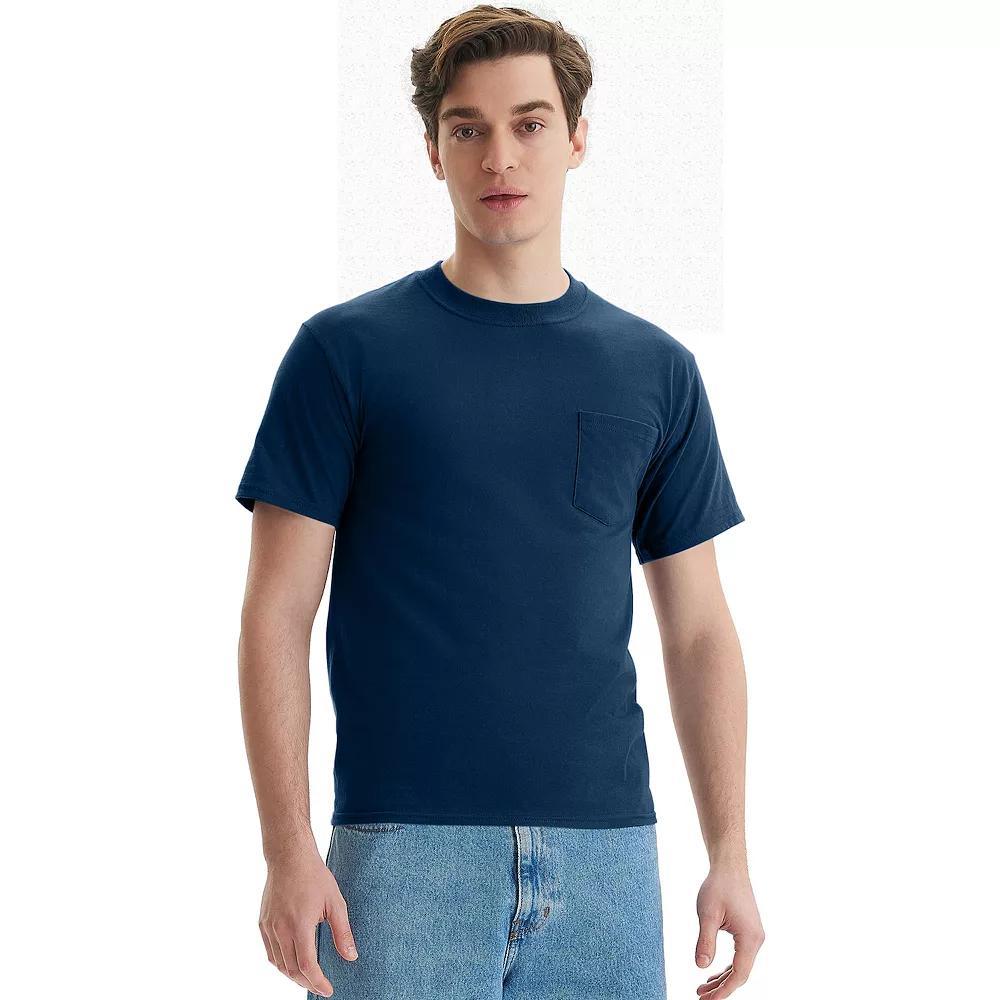 Men's Hanes® Beefy-T 2-Pack Pocket T-Shirt, Size: XL, Blue Product Image