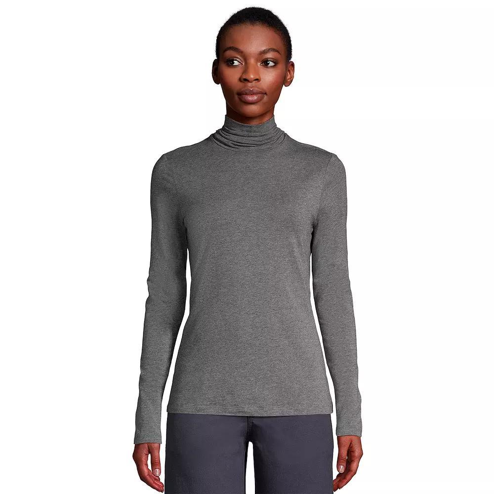 Petite Lands' End Lightweight Fitted Long Sleeve Turtleneck, Women's, Size: Small Petite, Estate Green Grey Product Image