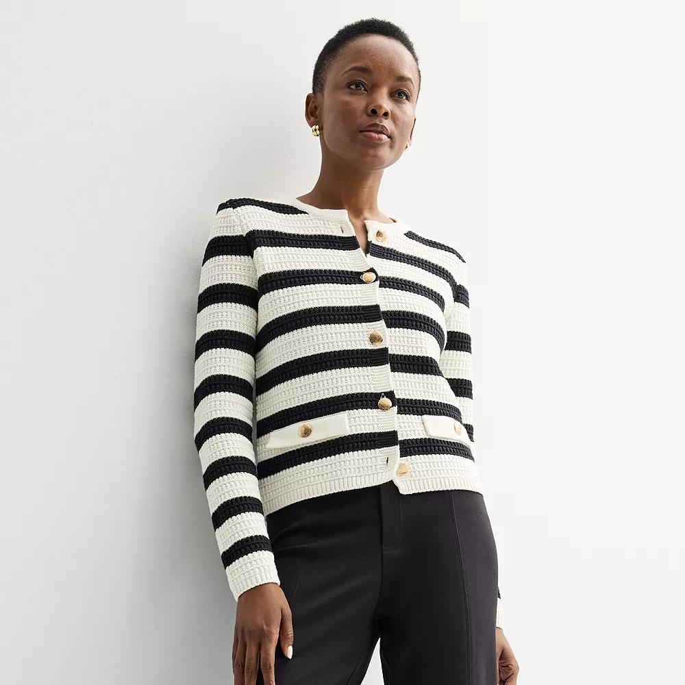 Womens Nine West Textured Button-Front Cardigan Product Image