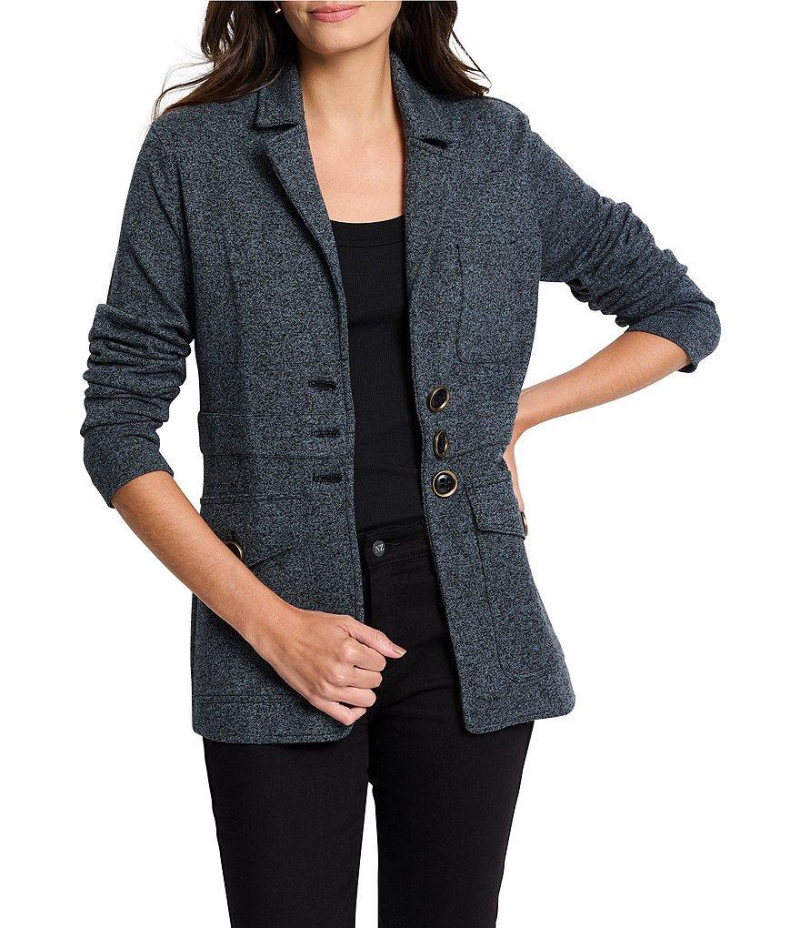NIC + ZOE Editor Knit Notch Lapel Long Sleeve Patch Pocket Blazer Product Image