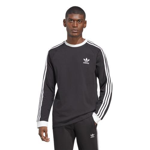 adidas Originals Mens adidas Originals Adicolor Classics 3-Stripes Long Sleeve T-Shirt - Mens Black Product Image