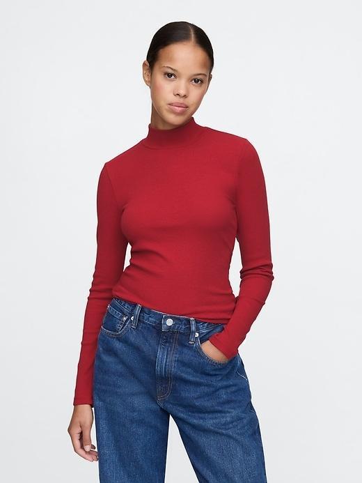 Modern Rib Cropped Mockneck Shirt Product Image