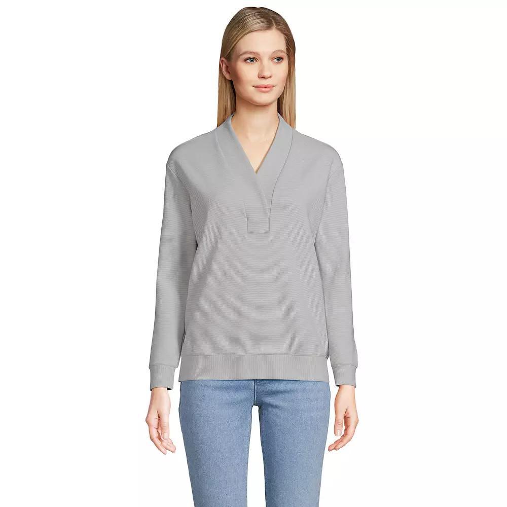 Women's Lands' End Ottoman Shawl Collar Pullover, Size: XL, Pale Gray Product Image