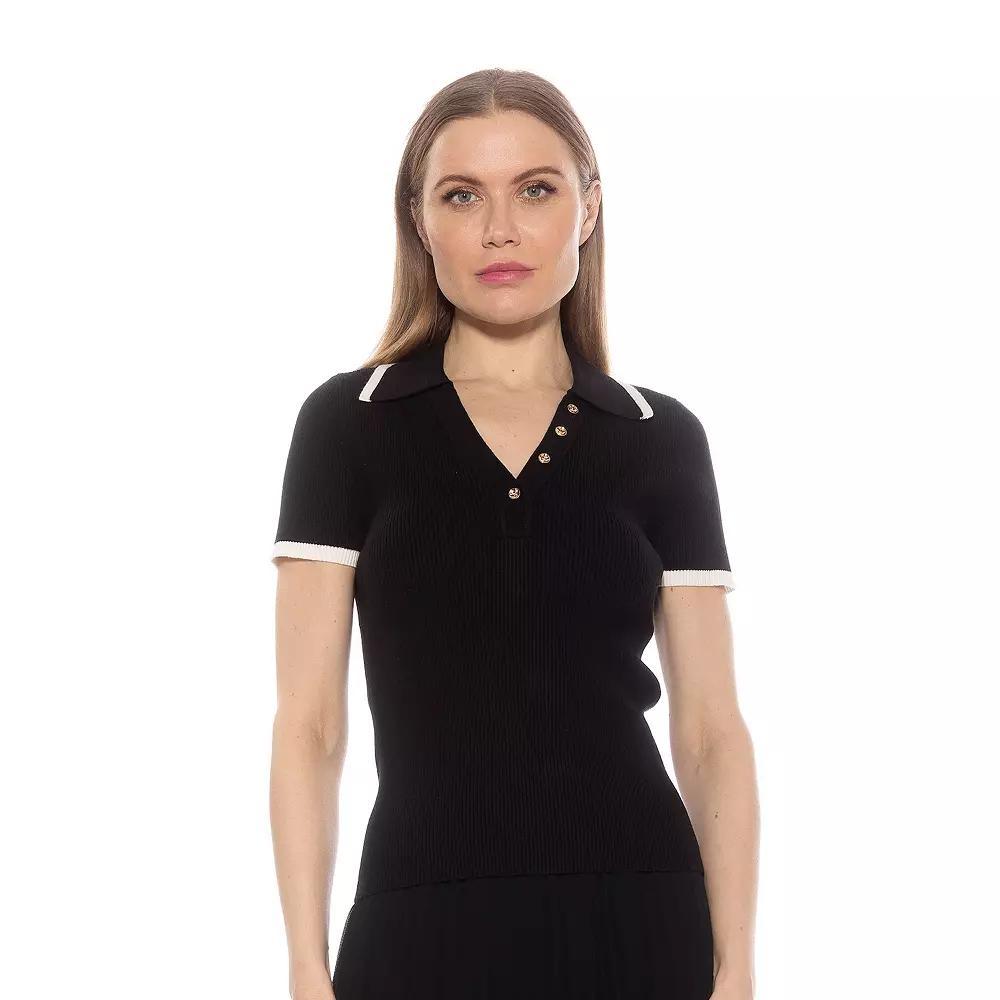 Women's ALEXIA ADMOR Diara Knitted Polo Top, Size: XS, Halogen Blue Product Image