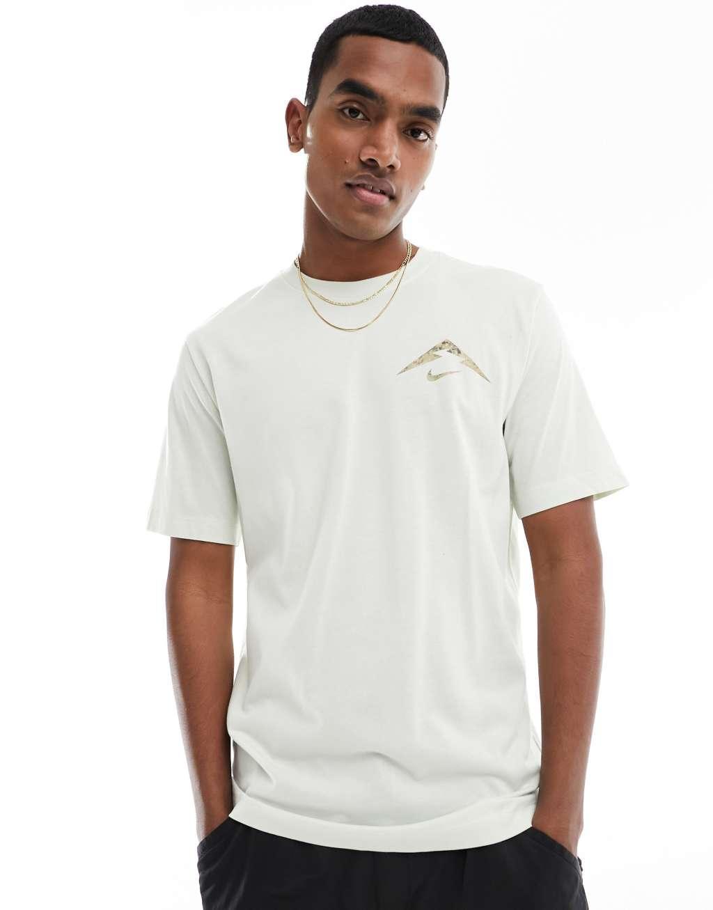 Nike Running Trail Dri-FIT logo T-shirt in white Product Image