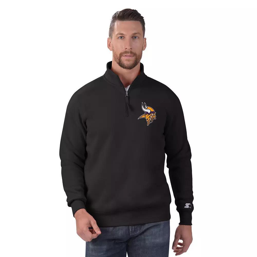 Men's Starter Black Detroit Lions Classic Quarter-Zip Pullover Sweatshirt, Size: Small Product Image