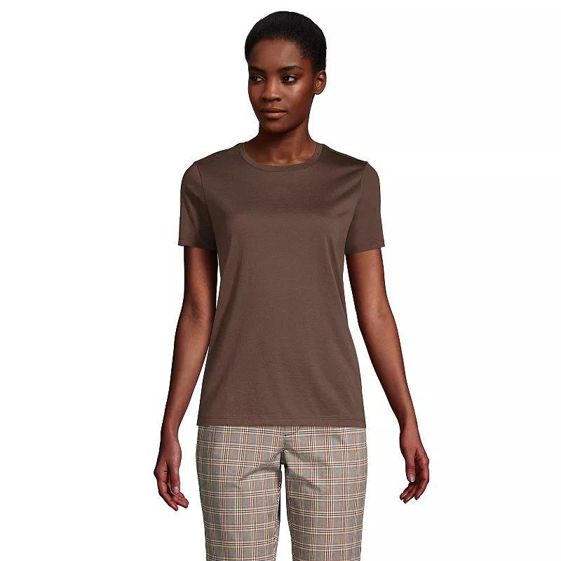 Petite Lands' End Relaxed-Fit Supima Cotton Crewneck Tee, Women's, Size: Medium Petite, Black Product Image