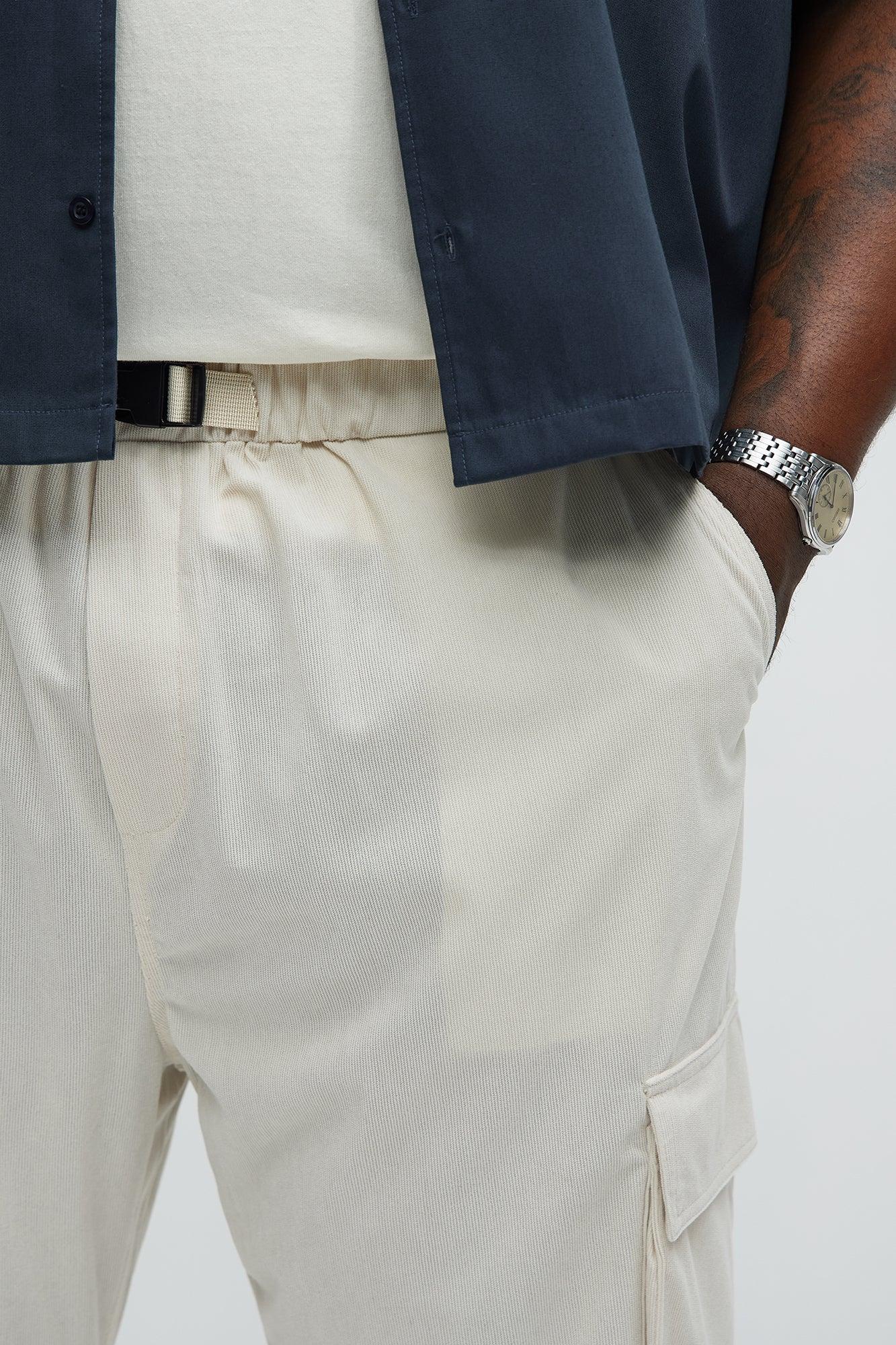 Bedford Corduroy Slim Cargo Pants - Off White Product Image
