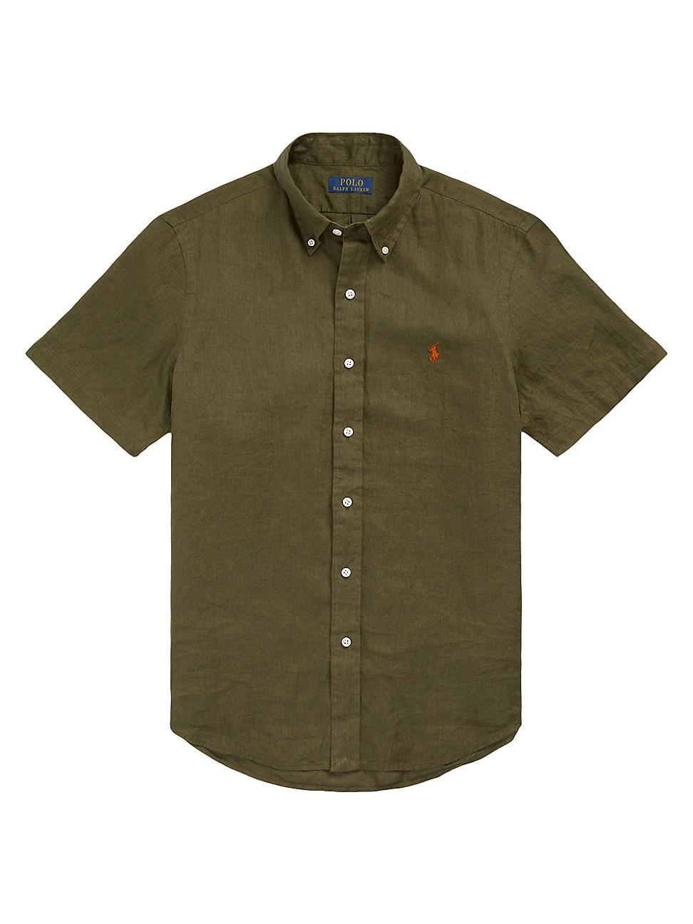 Mens Classic-Fit Short-Sleeve Linen Shirt Product Image