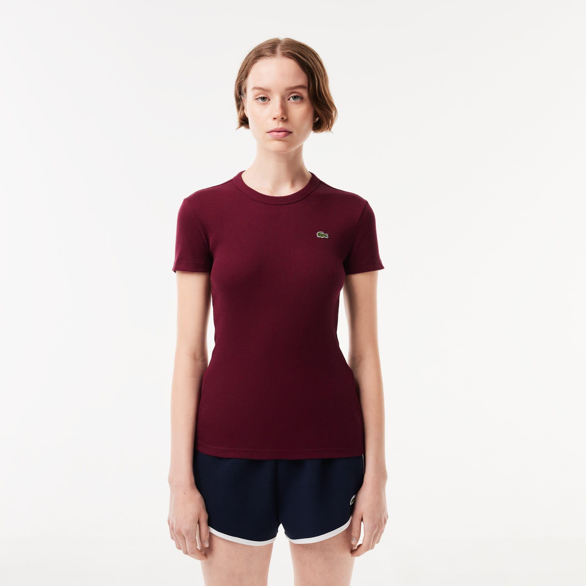 Women's Slim Fit Ribbed Cotton T-Shirt Product Image
