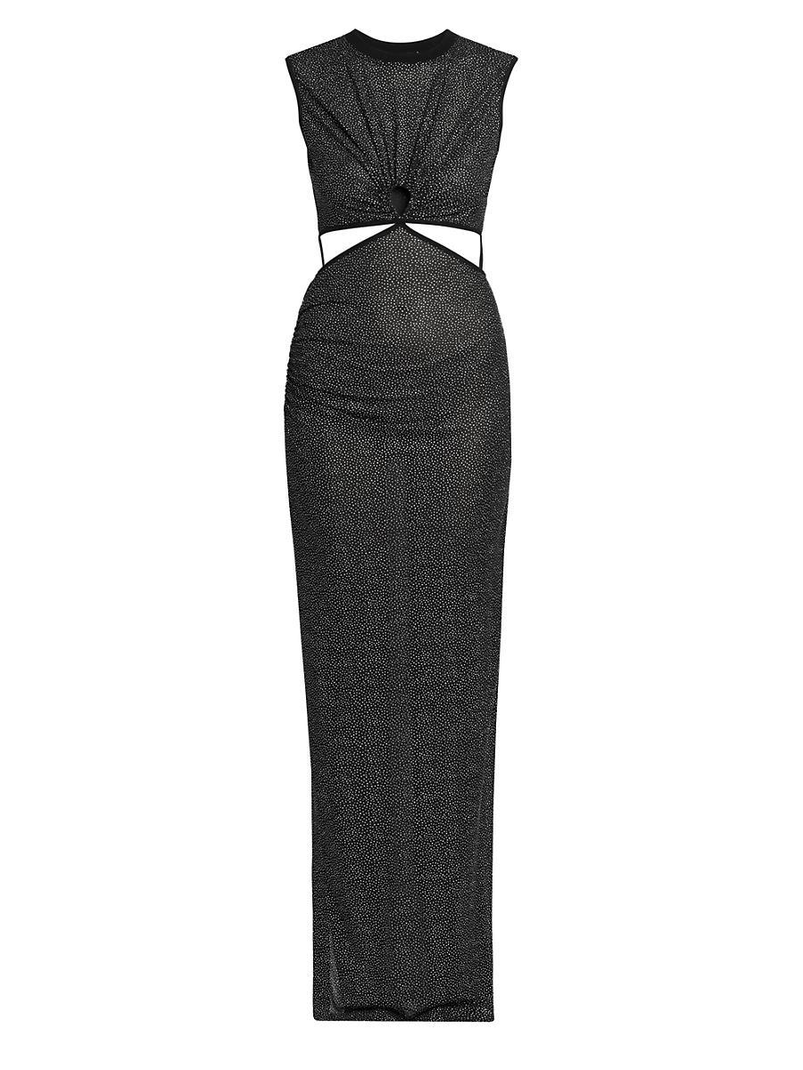 Womens Keyhole Glitter Mesh Maxi Dress Product Image