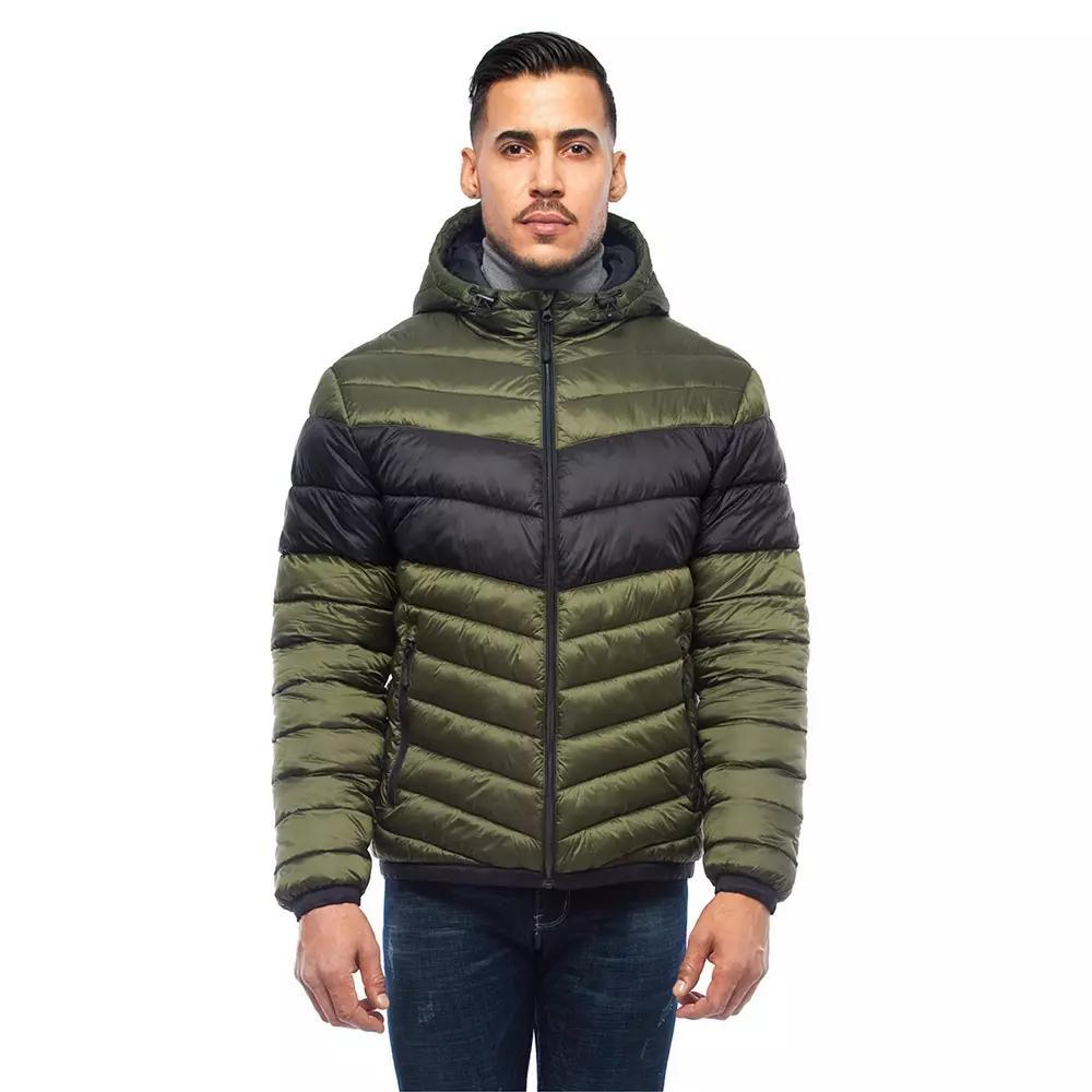 Men's Rokka&Rolla Lightweight Hooded Puffer Jacket, Size: XL, Black Green Product Image