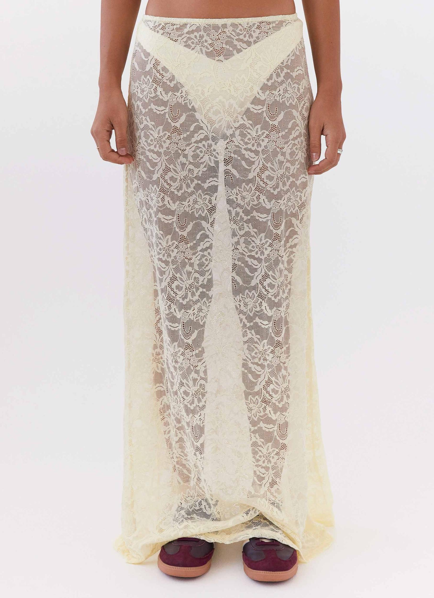 Atoir Lace Maxi Skirt - Yellow Product Image