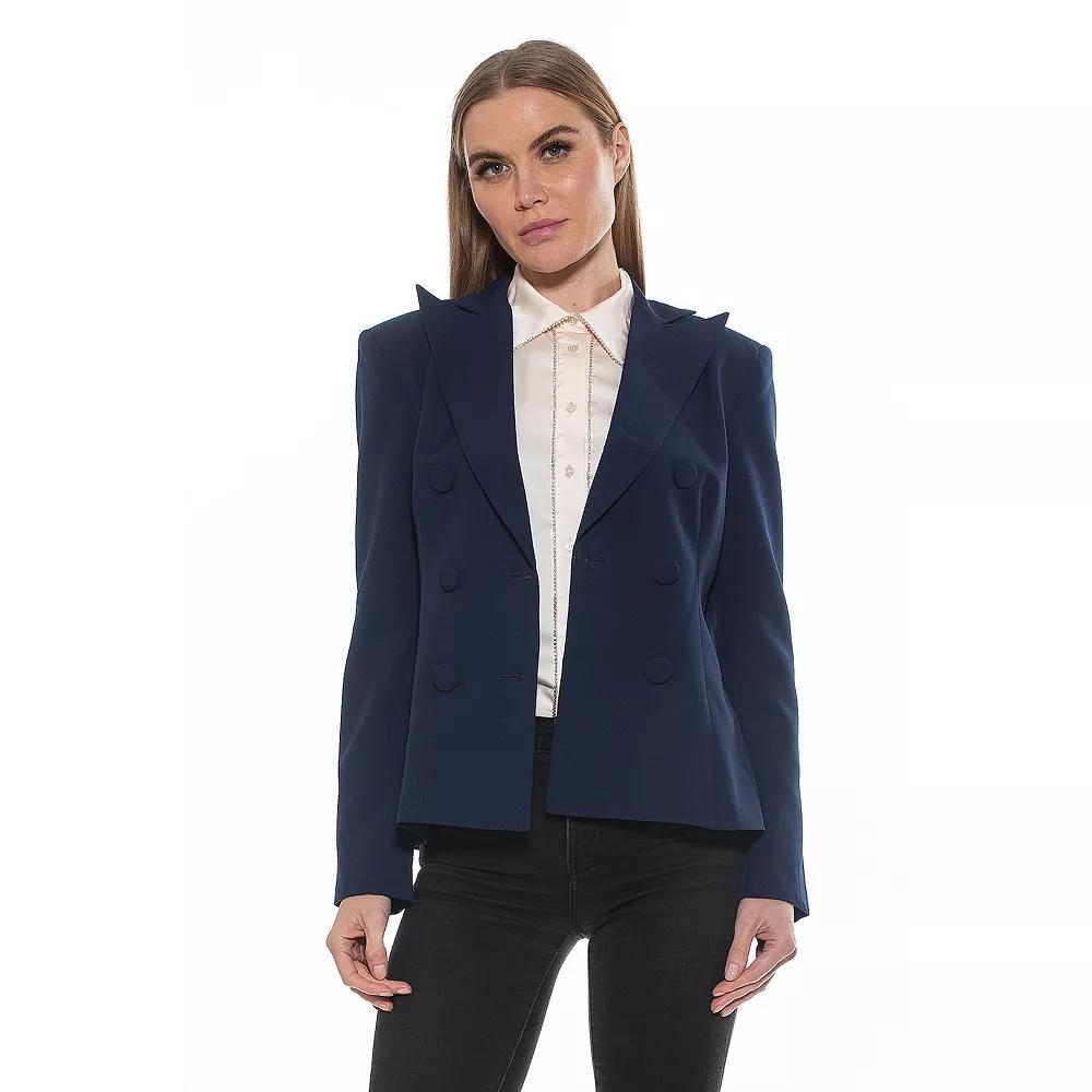 Women's ALEXIA ADMOR Lianne Classic Structured Blazer with Shoulder Pads, Size: 6, Black Product Image