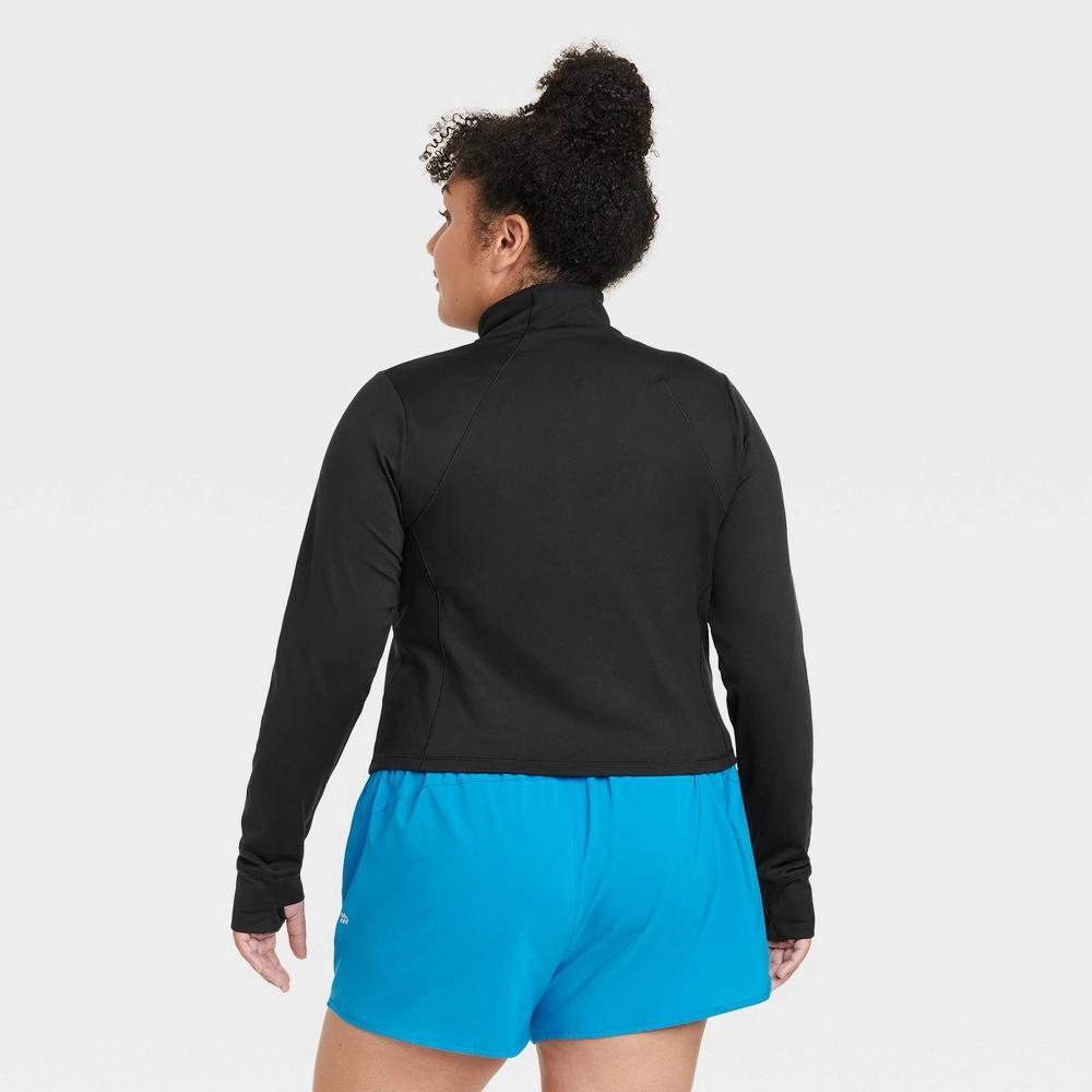 Womens 1/2 Zip Jacket - All In Motion Black 4X: Recycled Polyester, Spandex, Midweight, Stand Up Collar, Thumbholes Product Image