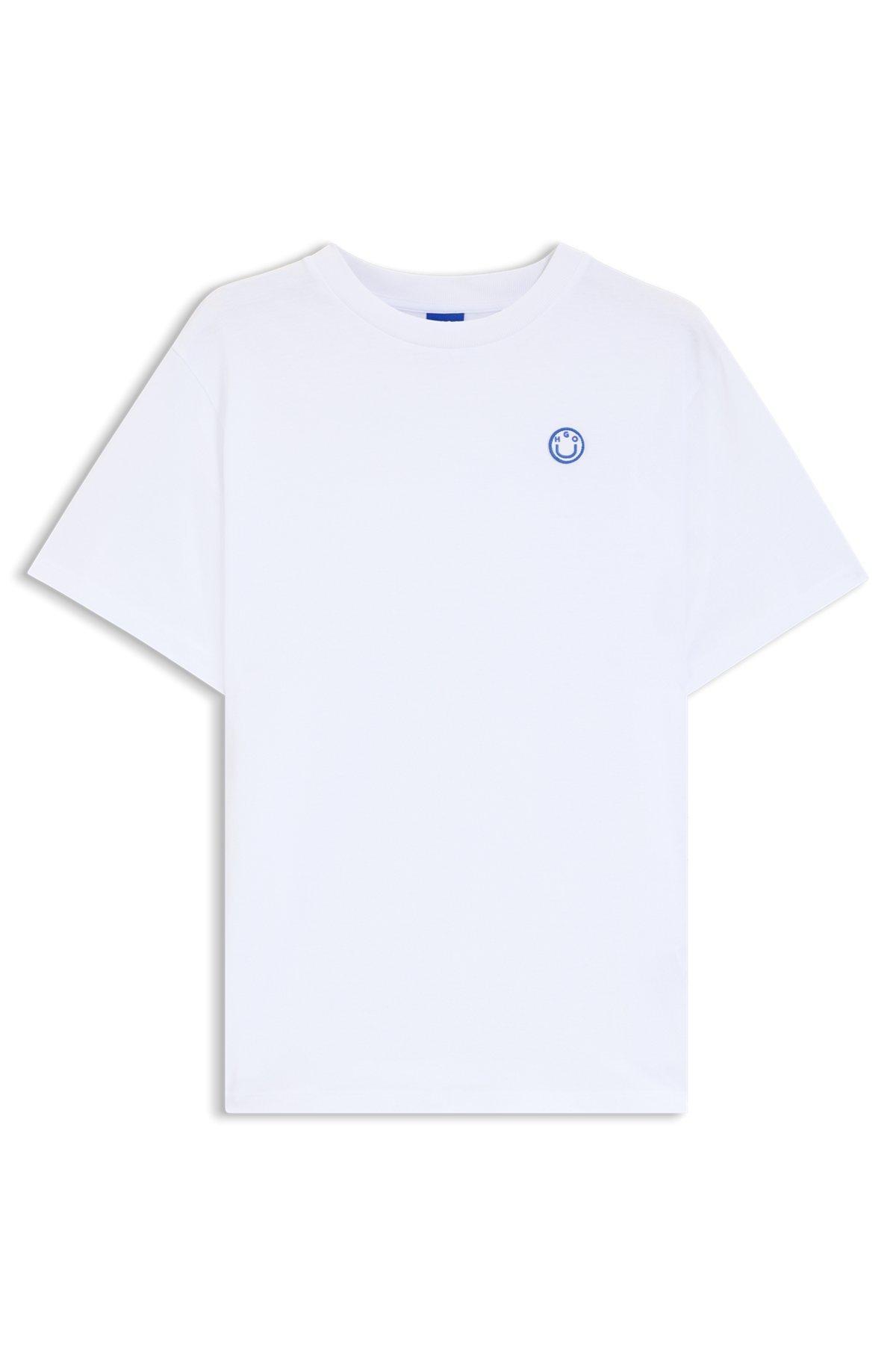 HUGO - Cotton jersey T-shirt with curved logo - White Product Image